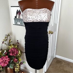 Ruby Rox Strapless Black Dress with Pink Embellished Bodice